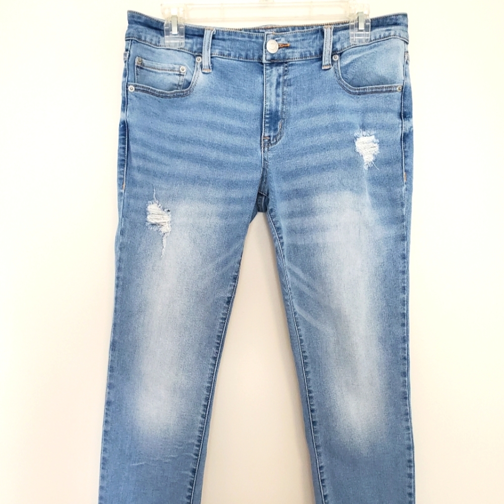 Womens Aeropostale Low Rise Skinny Jegging Stretch Denim Blue Jeans Size 12 Long